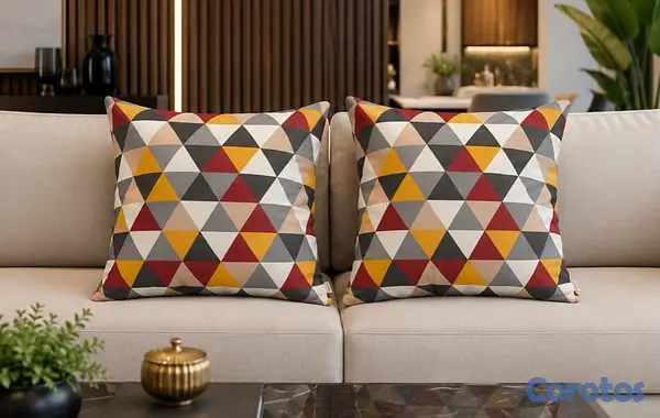 decoración y accesorios - Funda Cojin Decorativo Diseño Triangular Rojo y Amarillo 2