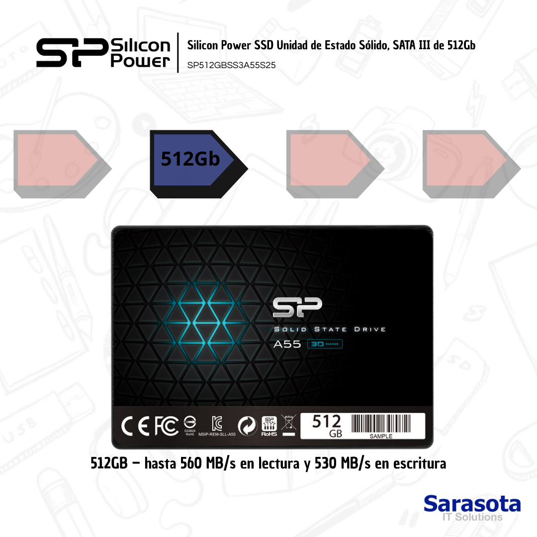 accesorios para electronica - SSD 512Gb Disco Estado Sólido marca Silicon Power 0