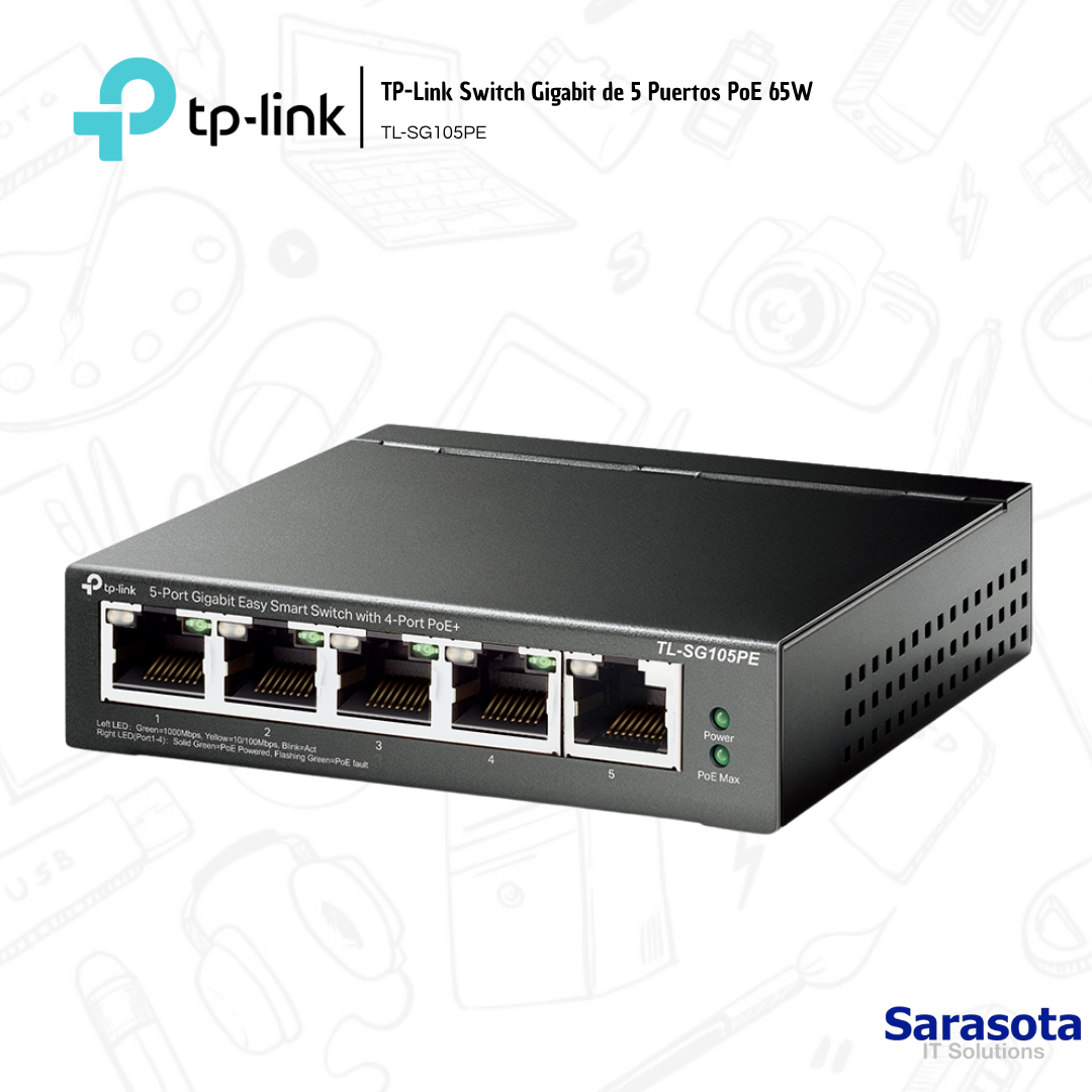 accesorios para electronica - Switch Gigabit de 5 Puertos PoE 65W SG105PE  1