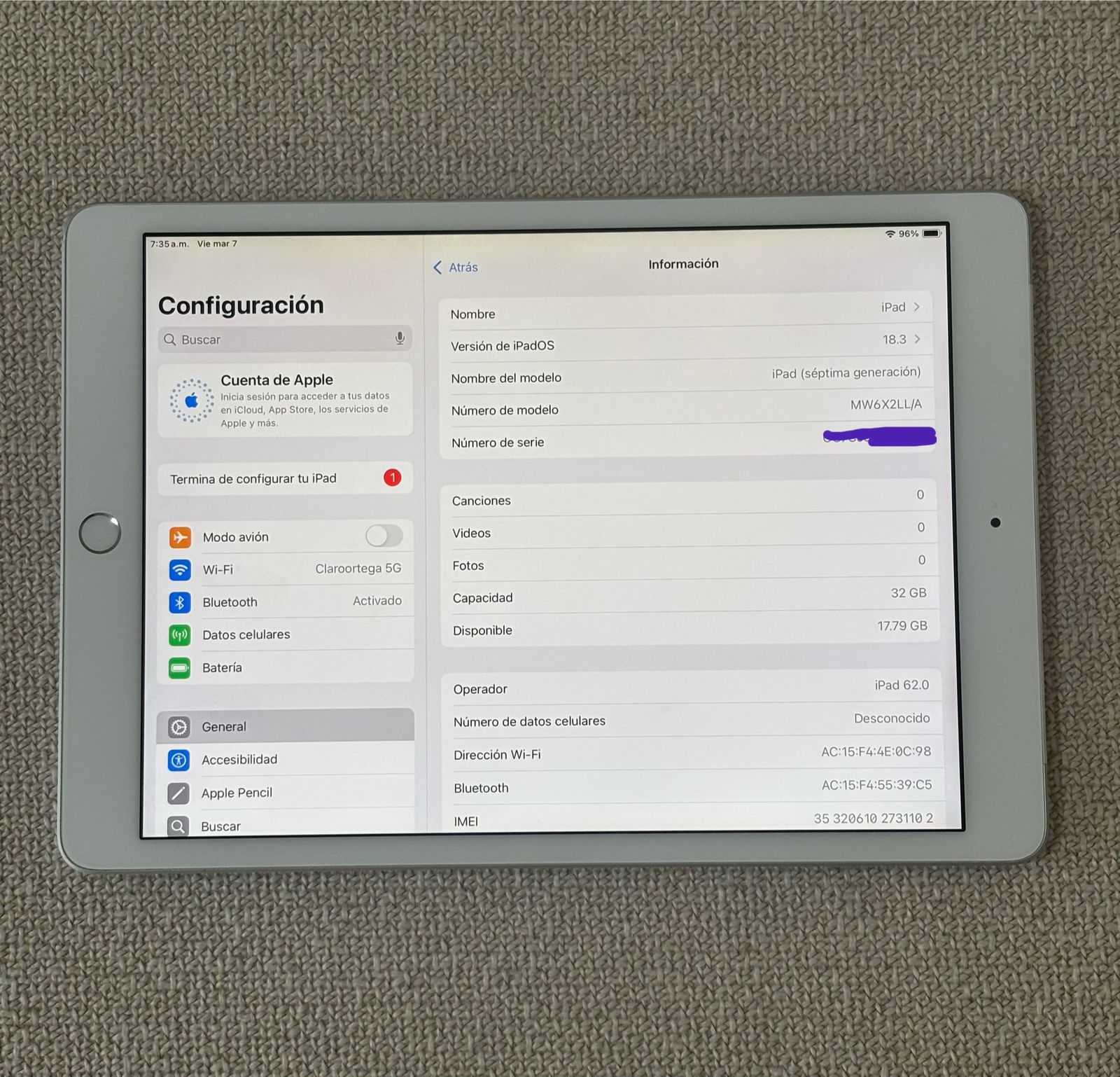 celulares y tabletas - Ipad 7ma gen 32gb Wifi + 4g LTE ios18 coje chip 0