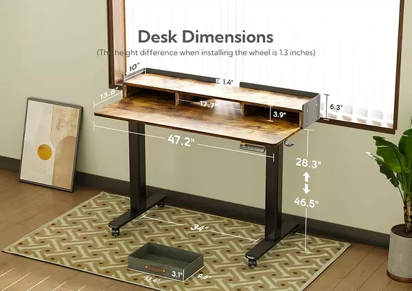 muebles y colchones - Claiks Escritorio De Pie Electrico Con Cajones 48 Pulgada 4