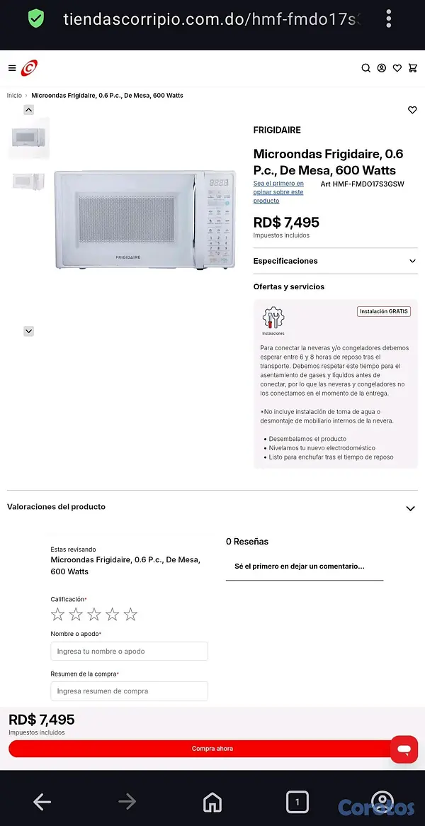 electrodomesticos - Microondas comprado Frigidaire  3