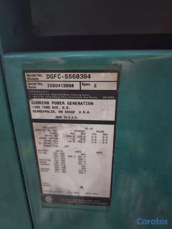 plantas e inversores - Planta eléctrica Cummins en venta – RD$600,000 16
