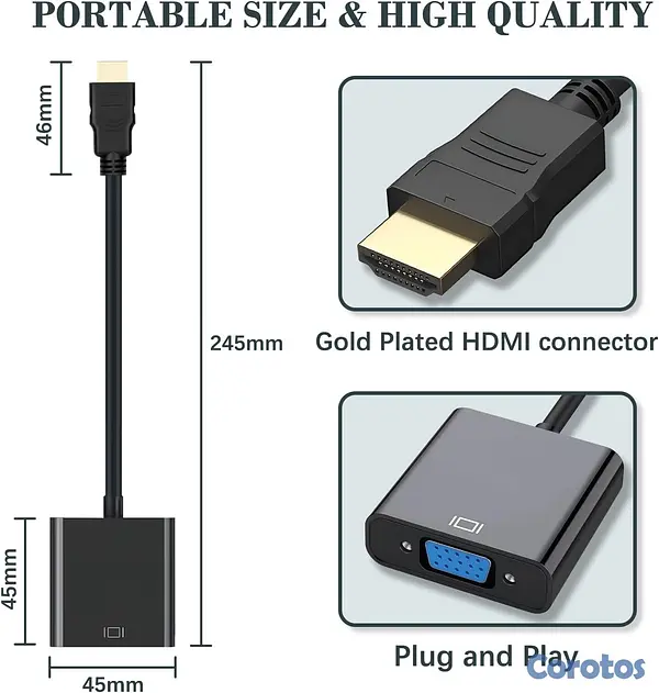 computadoras y laptops - 🔌 Adaptador HDMI a VGA + Cable VGA incluido (¡Solu 3