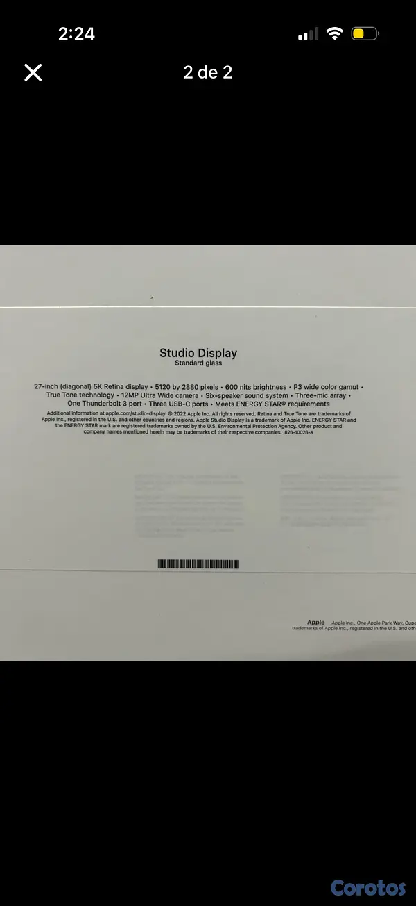 computadoras y laptops - Apple Studio Display Standar glass 27" 5k SELLADO  2