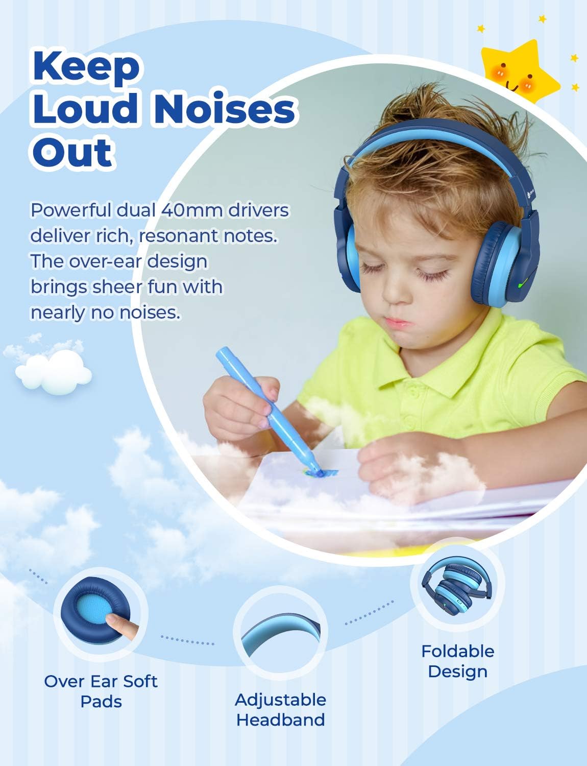 camaras y audio - iClever BTH12 - Auriculares Bluetooth para niños 5