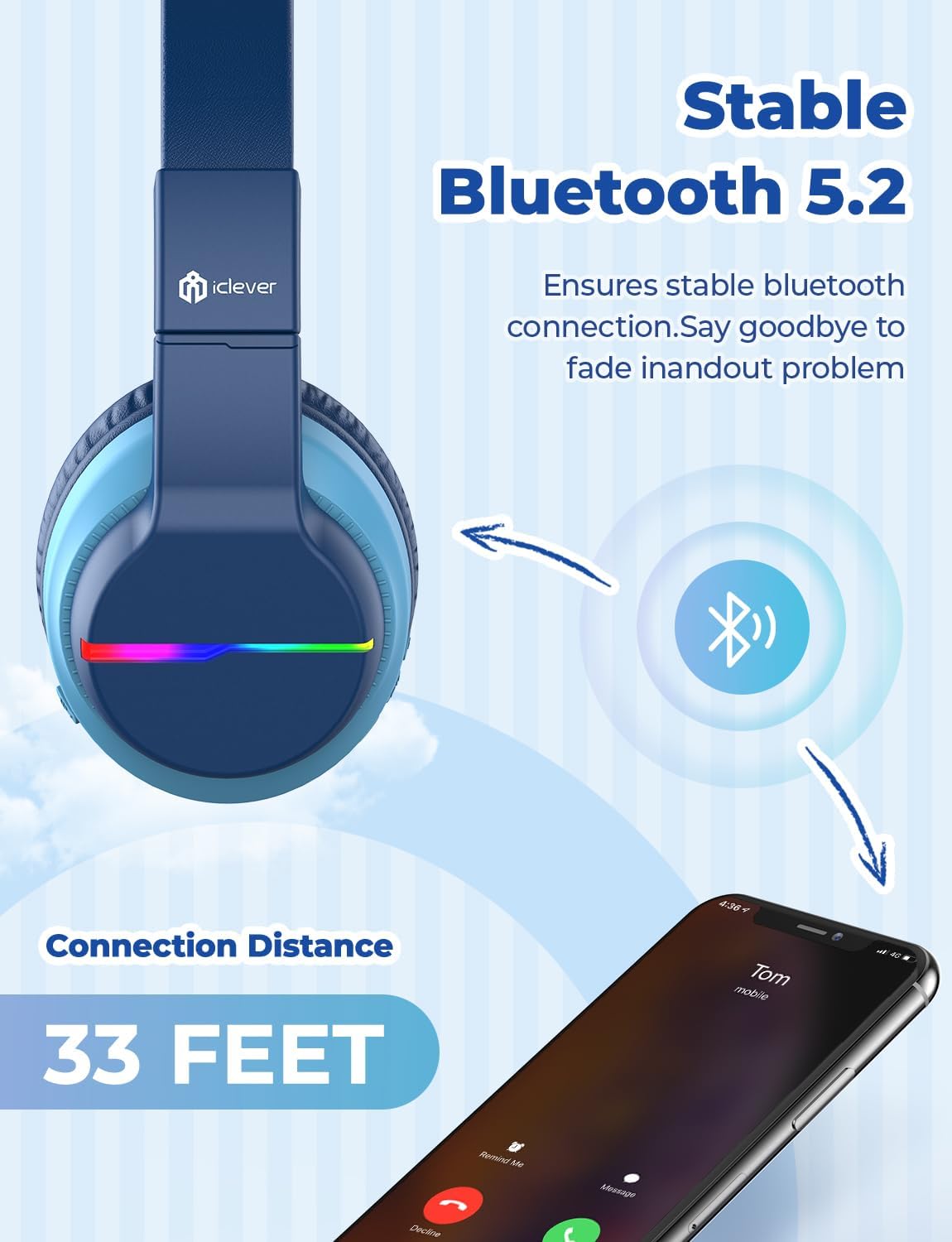 camaras y audio - iClever BTH12 - Auriculares Bluetooth para niños 6