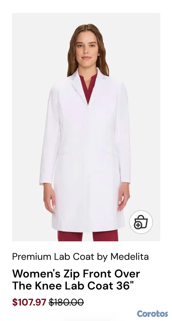 ropa para mujer - Premium Lab Coat by Medelita - Women's Zip Front Over The Knee Lab Coat 36" 9