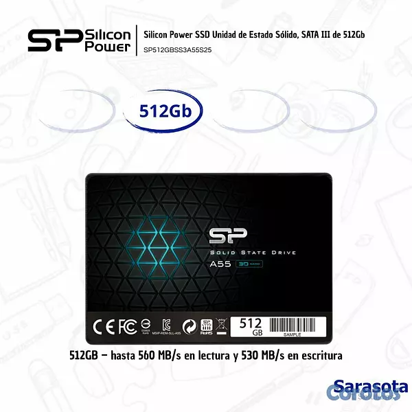 accesorios para electronica - Silicon Power SSD SATA III A55 512Gb 2