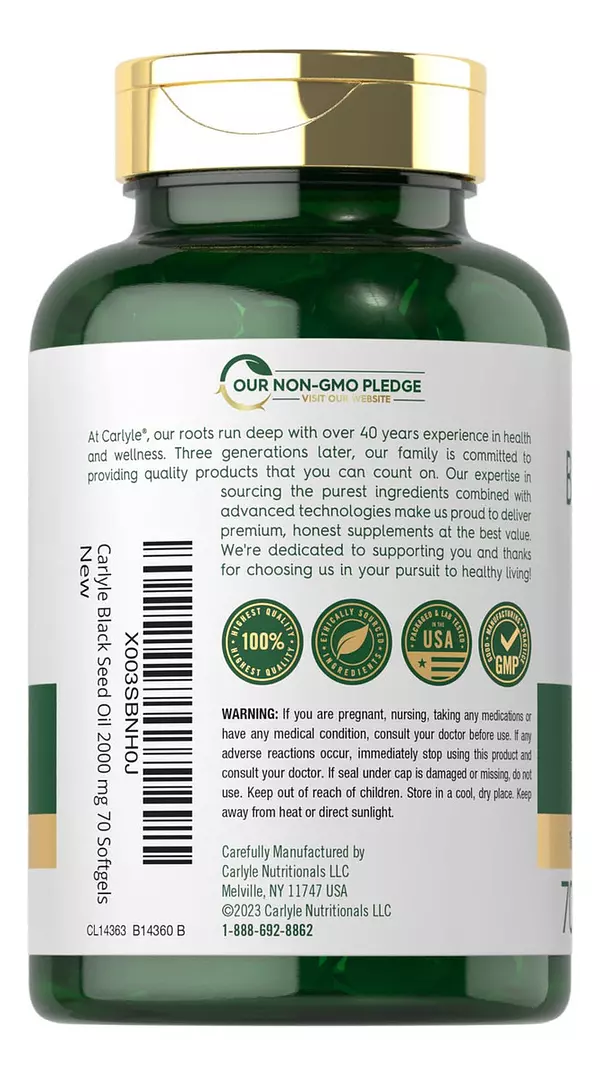 Salud y Equipamiento Médico - Aceite De Semilla Negra De 2000mg 70cap Carlyle 3