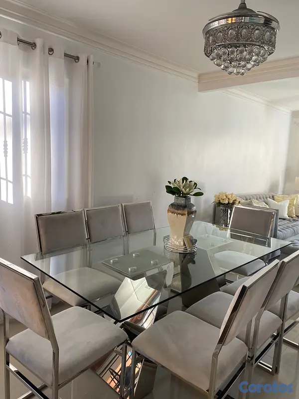 muebles y colchones - Comedor de 8 sillas gris moderno 2