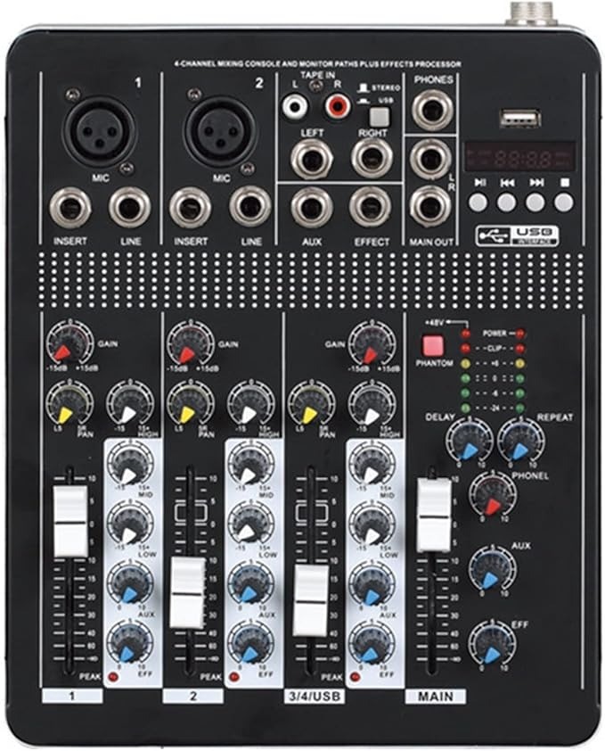 accesorios para electronica - Mezclador de audio de 4 canales T4-USB mixer amplificador para sonido de alta ca 0