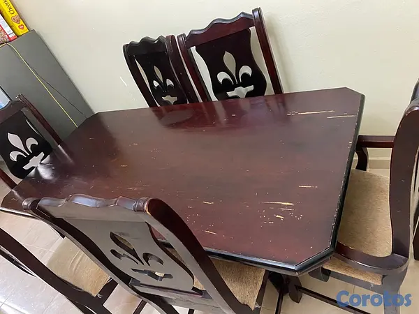 muebles y colchones - vendo comedor en madera 6 sillas 2