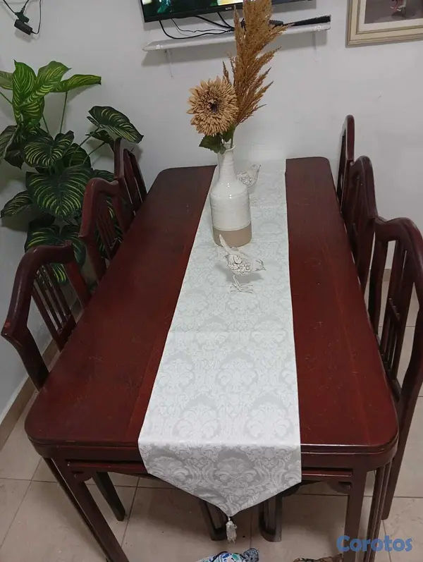 muebles y colchones - Juego de comedor de 6 sillas en caoba...  4