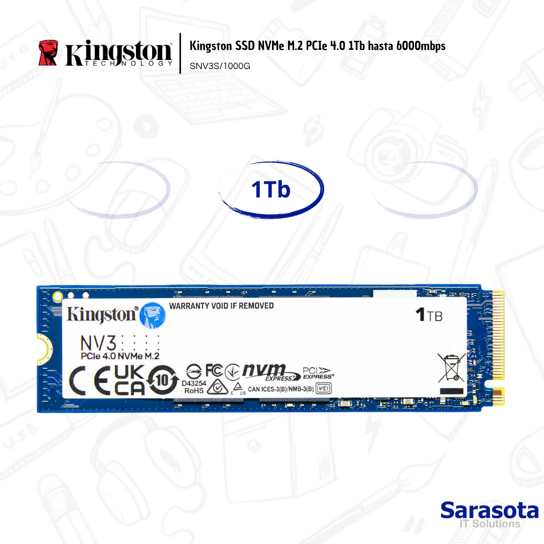 accesorios para electronica - Kingston SSD NVMe M.2 PCIe 4.0 1Tb hasta 6000mbps
