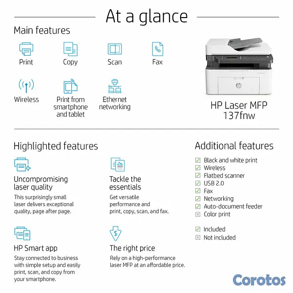 impresoras y scanners - MULTIFUNCIONAL HP LASERJET PRO MFP M137FNW COPIA,IMPRIME,SCANER, Wi-Fi 2