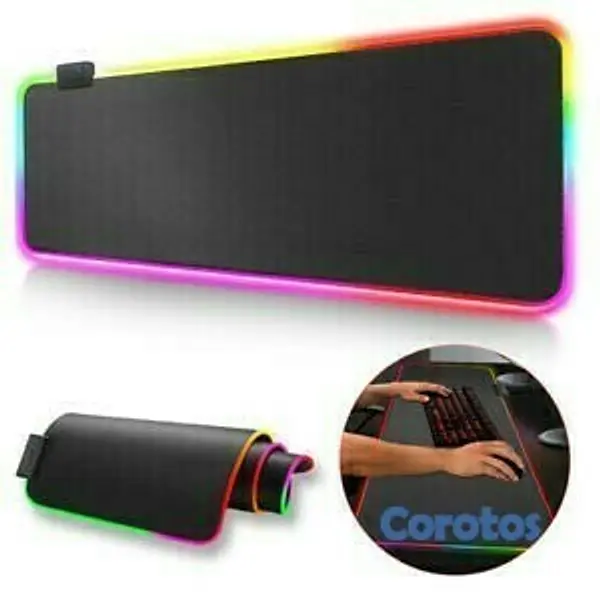 accesorios para electronica - Mousepad Gaming HY-001 RGB de escritorio para Teclado y mouse, Goma Impermeable  2