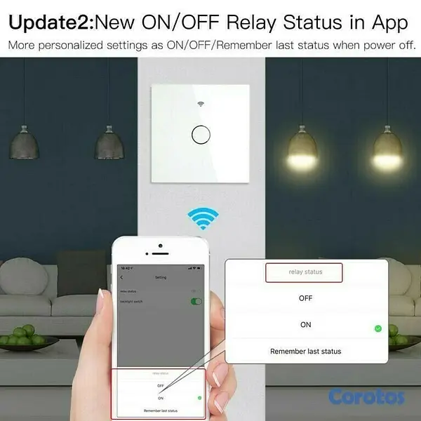 accesorios para electronica - Interruptor tactil WIFI 1 conector, conecta con Alexa y Google Home no usa neutr 3