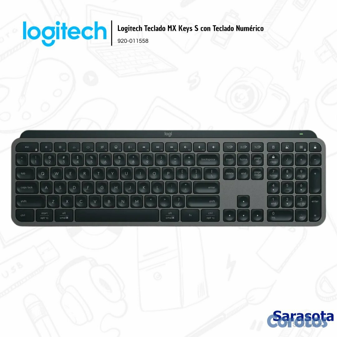 accesorios para electronica - Logitech Teclado MX Keys S con Teclado Numérico Re 2
