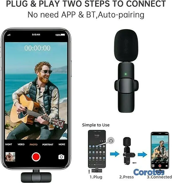 accesorios para electronica - Microfono inalambrico para iPhone y tipo c ideal para entrevista 3