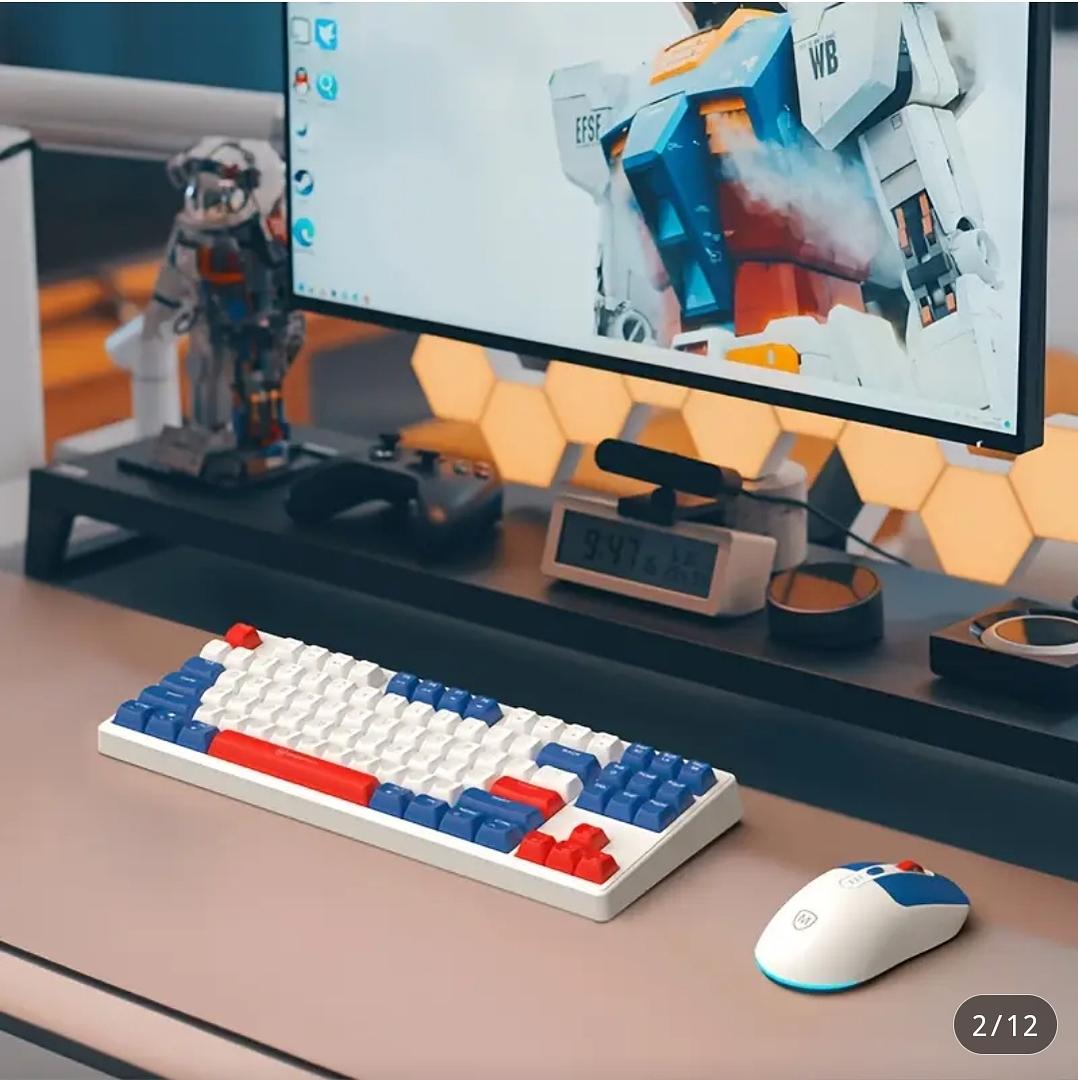 computadoras y laptops - Teclado y mouse inalámbricos recargables 2.4G con iluminación de fondo RGB 1