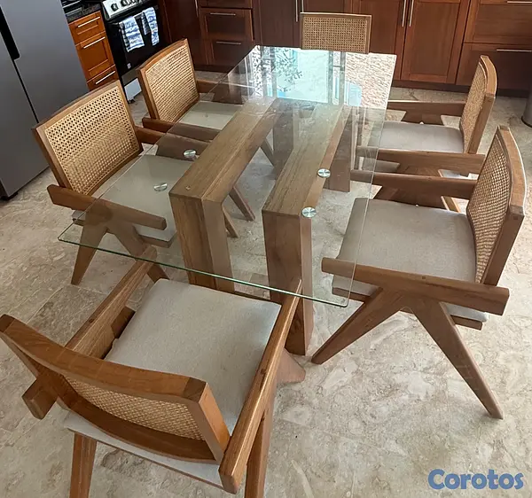 muebles y colchones - Comedor 6 sillas Rattan Excelente Condiciones! NEG 6