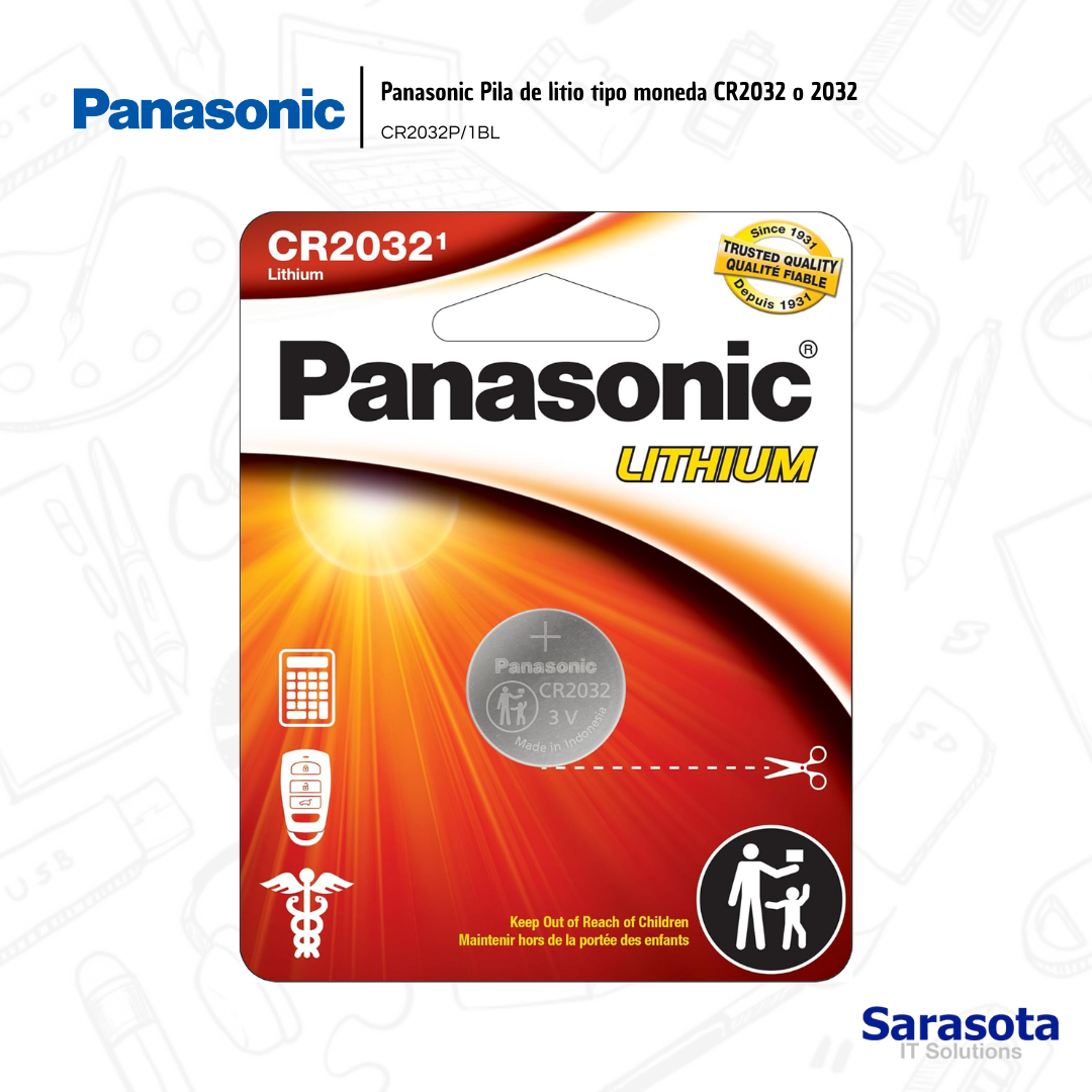 accesorios para electronica - Pila de litio tipo moneda CR2032 o 2032 Panasonic