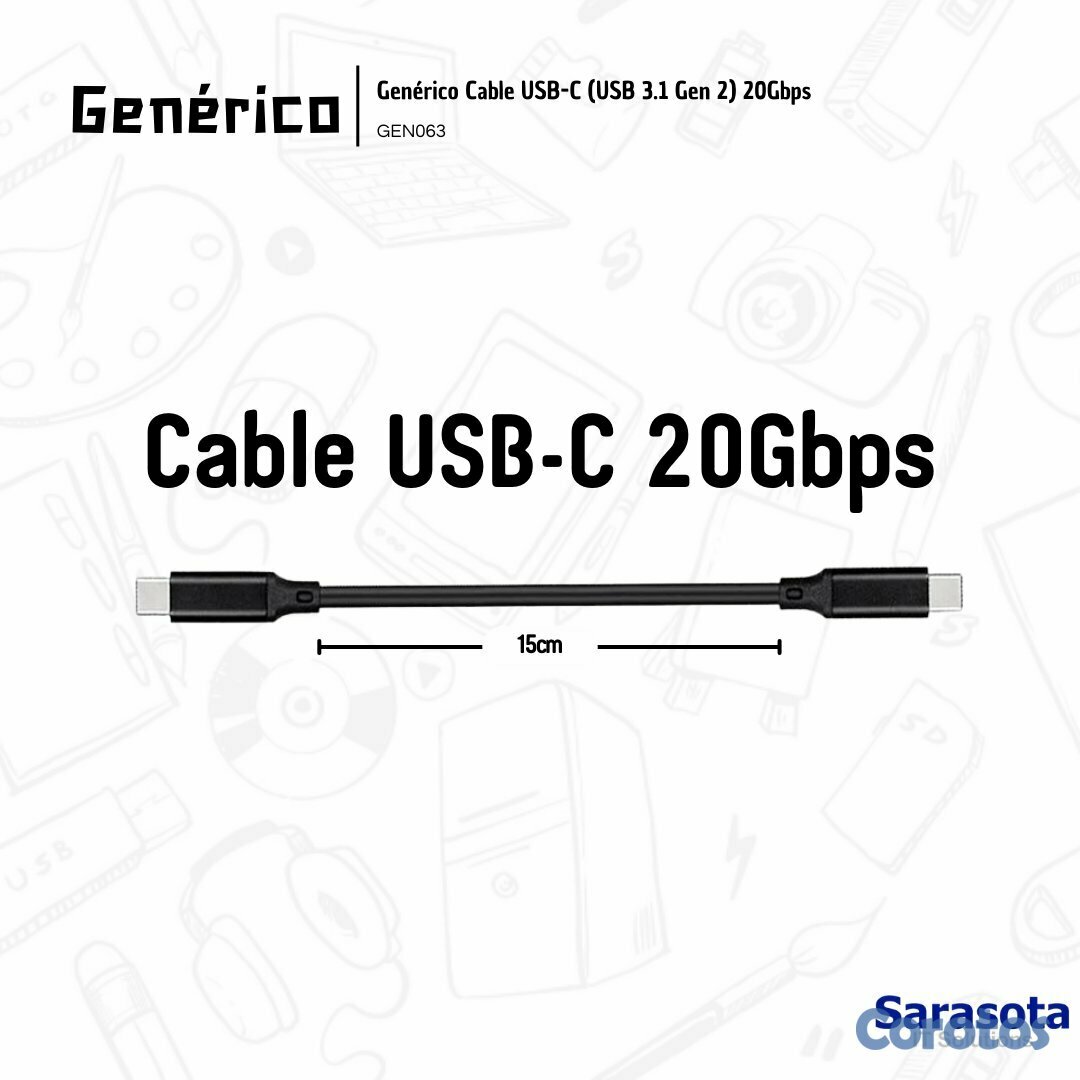 accesorios para electronica - Genérico Cable USB-C (USB 3.1 Gen 2) 20Gbps 2