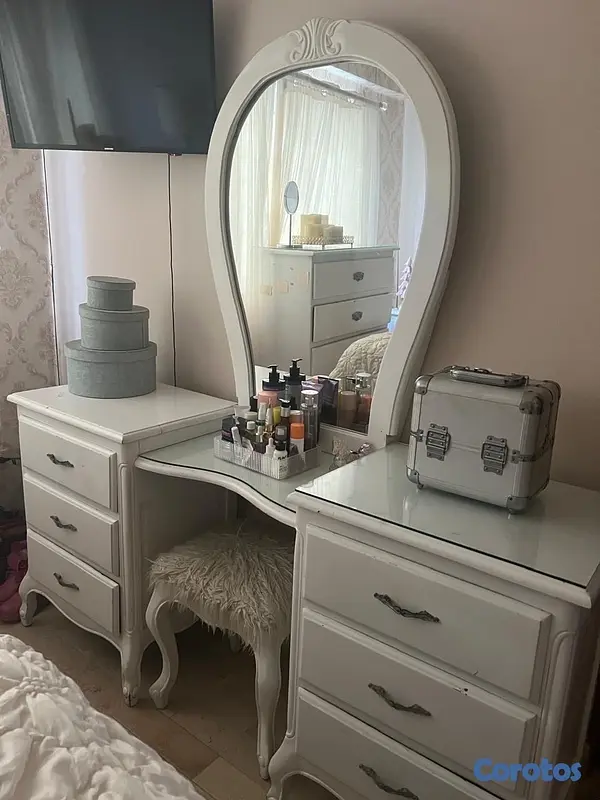 muebles y colchones - juego de habitación caoba fue pintado de blanco  3