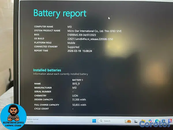 computadoras y laptops - Laptop Gaming MSI THIN GF63 I5 12TH, RTX 4050, 512 7