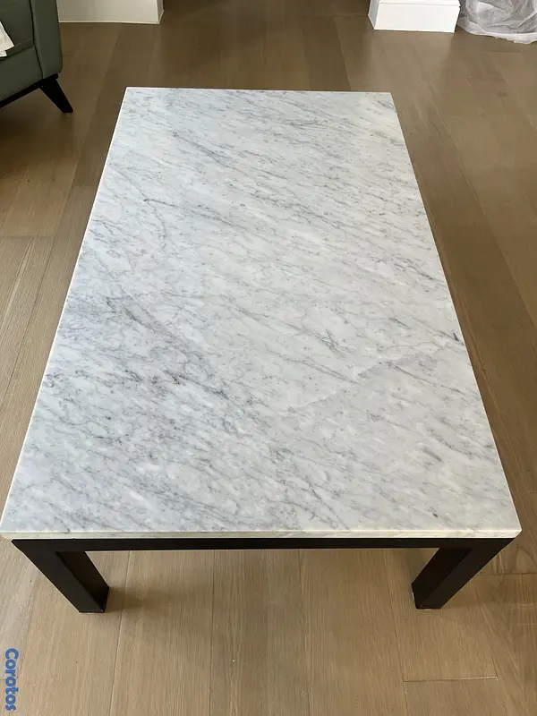 muebles y colchones - Hermoso centro de mesa de mármol con base metálica 3