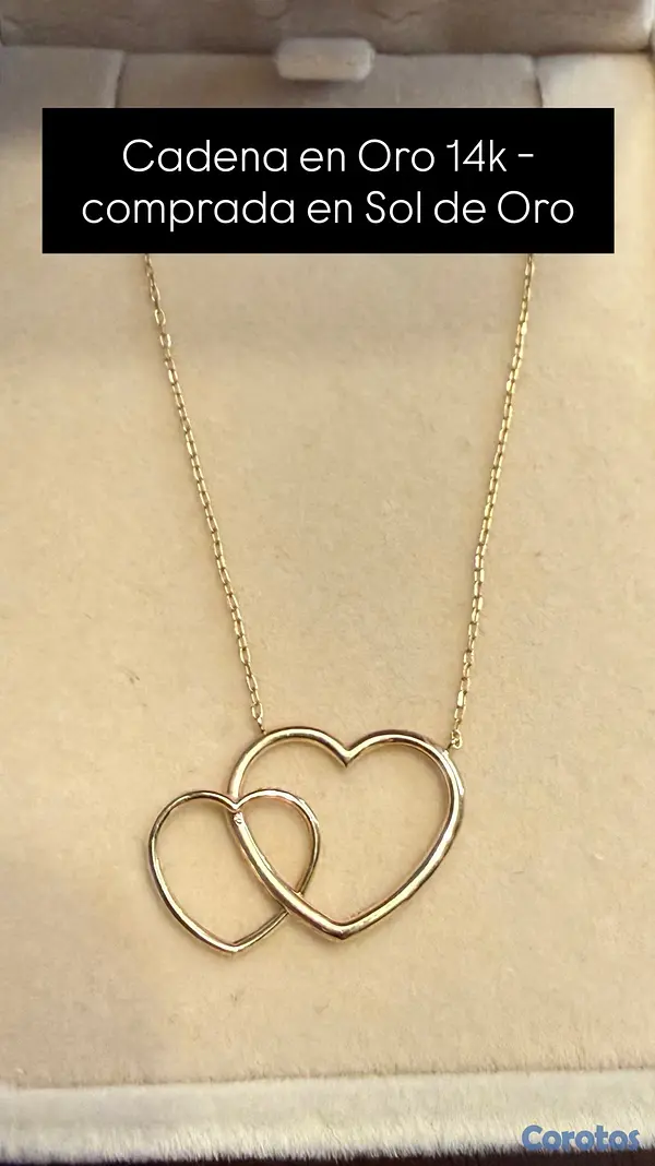 joyas, relojes y accesorios - Collar Oro 14K Doble Corazón  2