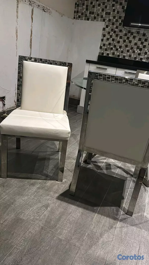 muebles y colchones - Base de mesa de comedor, más 4 sillas. ( Base en acero inoxidable) 4