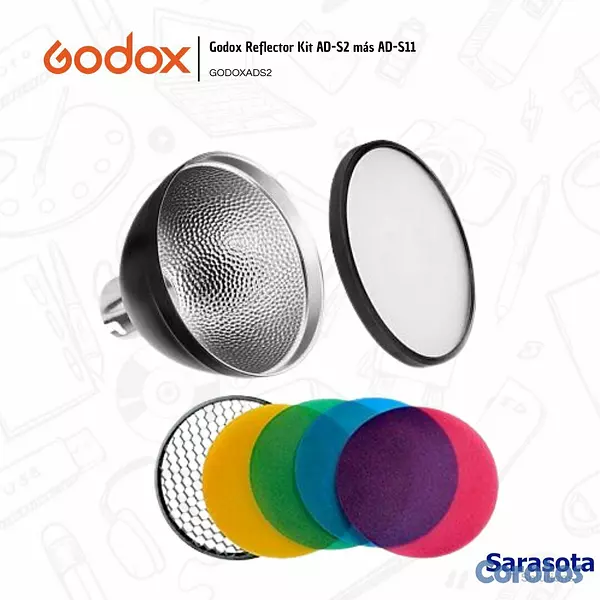 accesorios para electronica - Godox Reflector Kit AD-S2 más AD-S11 para AD200Pro 2