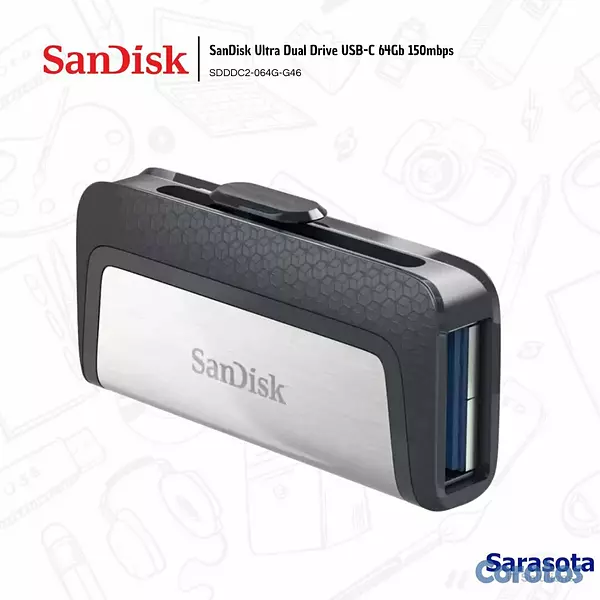 accesorios para electronica - SanDisk Pendrive Ultra Drive Dual Silver USB 64Gb 3