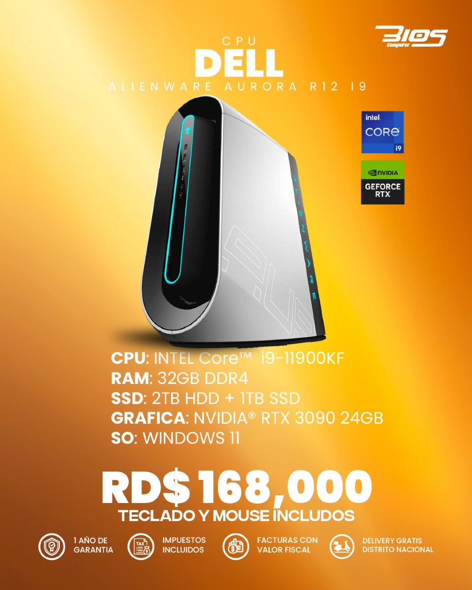computadoras y laptops - CPU Dell ALIENWARE AURORA R12 I9 0