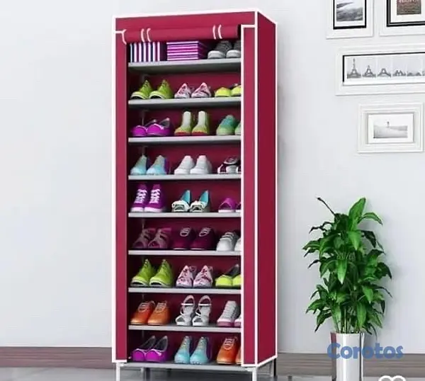 decoración y accesorios - ZAPATERA DE TELA Y METAL  2