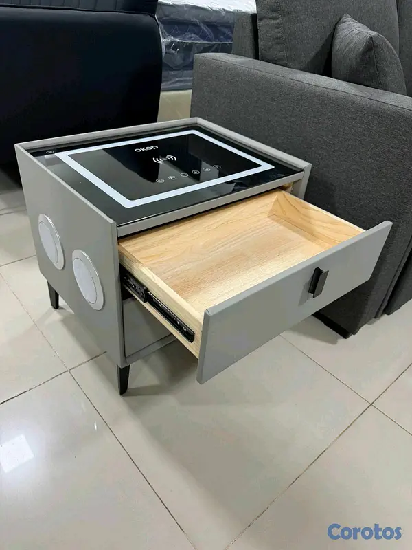 muebles y colchones - MESITA DE NOCHE CON BOCINAS INTEGRADAS  2