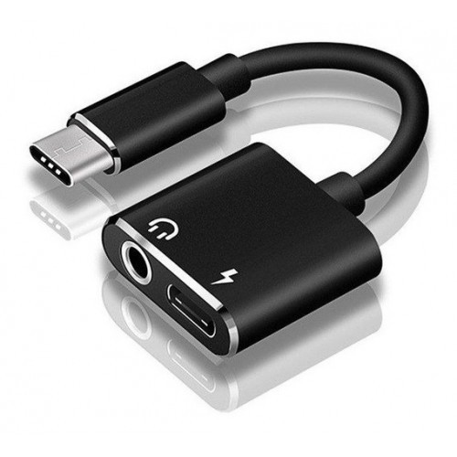 computadoras y laptops - ADAPTADOR USB 3.1 TYPE C A JACK 3.5"AUDIO + USB TYPE C PUERTO DE CARGA, NEGRO 