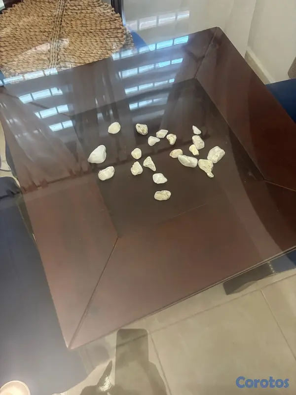 decoración y accesorios - juego de comemedor mesa de cristal cuadrado 4 silla  2