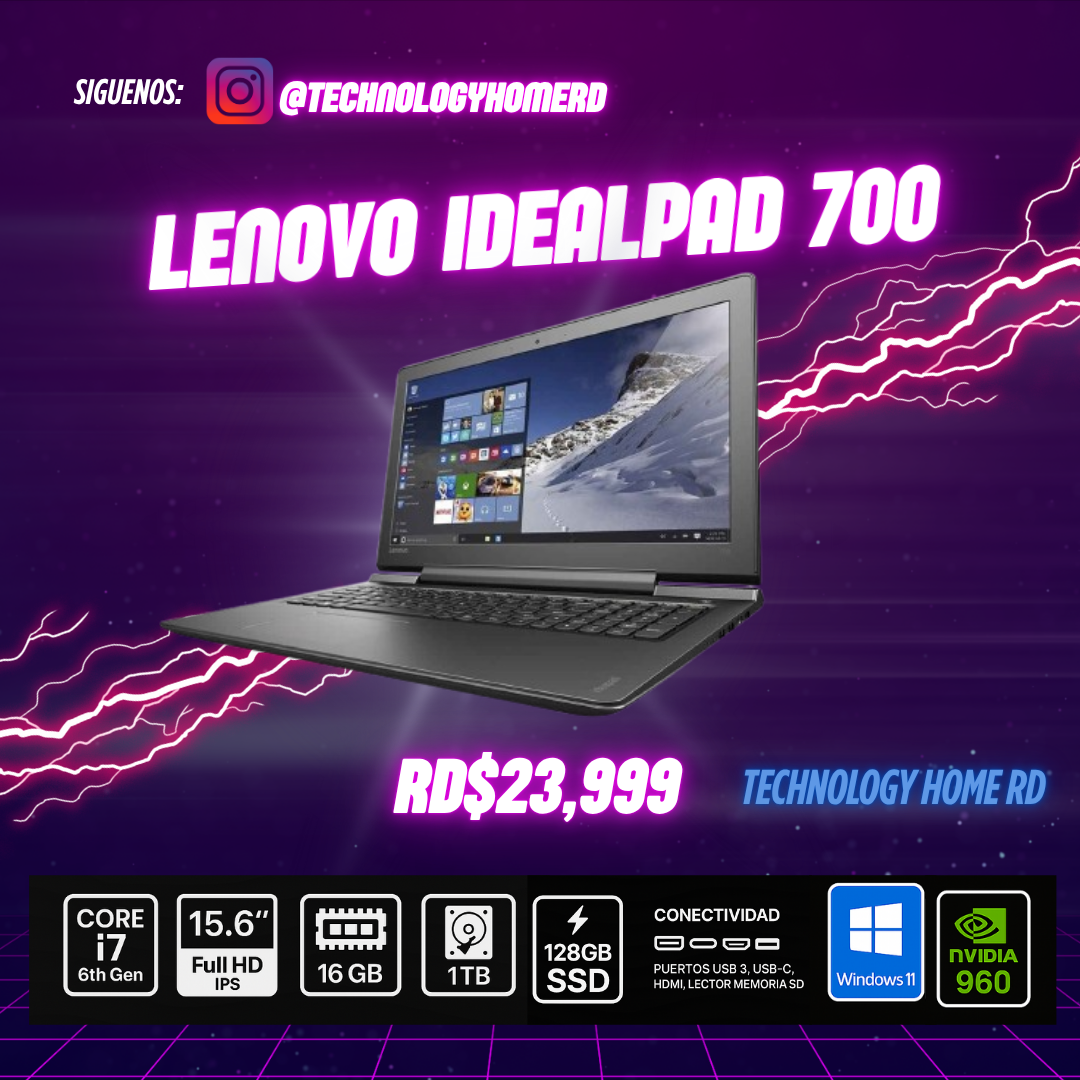 computadoras y laptops - Lenovo Idealpad 700 Procesador Core i7-6700HQ 6ta  0