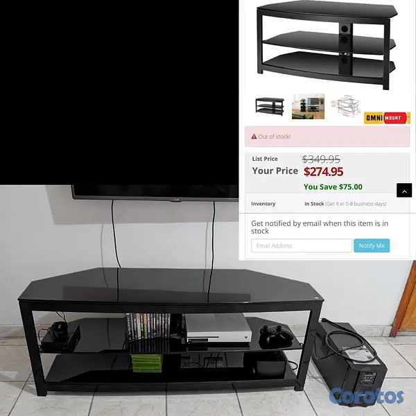 muebles y colchones - MESA de TV (Marca OmniMount) Cristal Templado 1