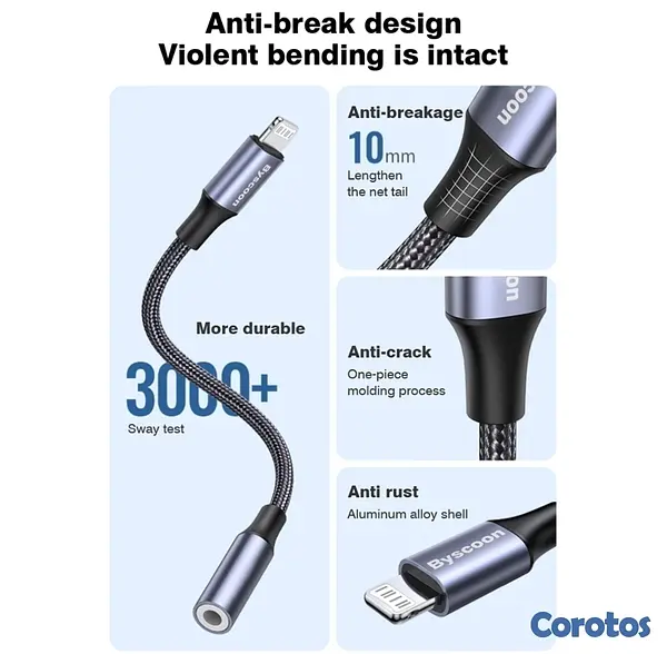 accesorios para electronica - Adaptador auxiliar de audio para iPhone y iPad 8