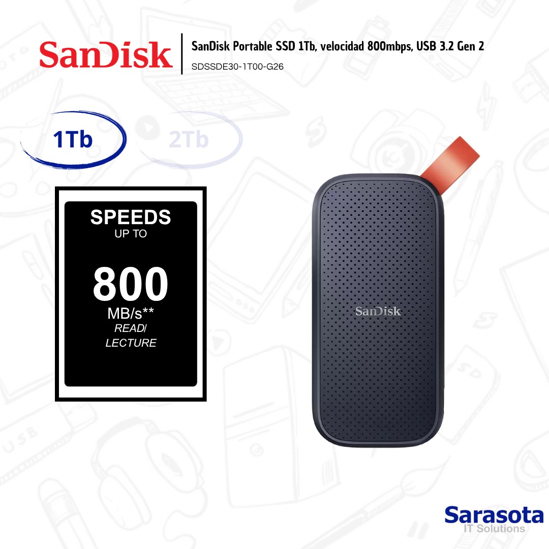 accesorios para electronica - SanDisk Portable SSD 1Tb, 800mbps USB 3.2 1