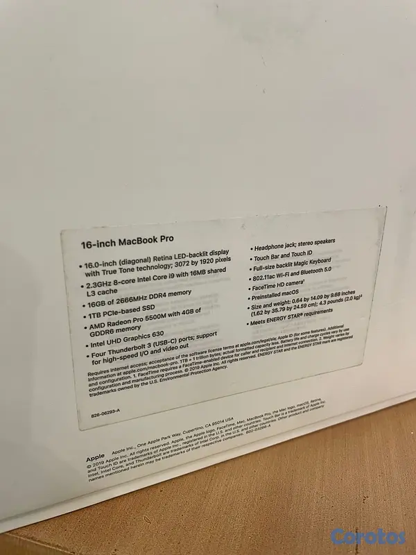 computadoras y laptops - MACBOOK PRO 16 PULGADAS 2019 16GB DE RAM 1TB SSD  2