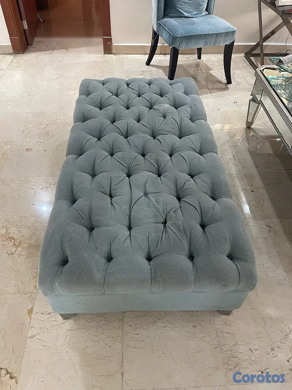 muebles y colchones - Otomaman Capitone azul 2
