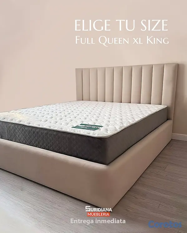 muebles y colchones - Cama tapizada moderna Gris+Colchón. Nueva 6