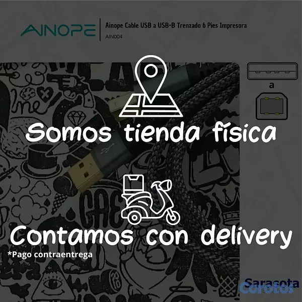 accesorios para electronica - Ainope Cable USB a USB-B Trenzado Impresora 3