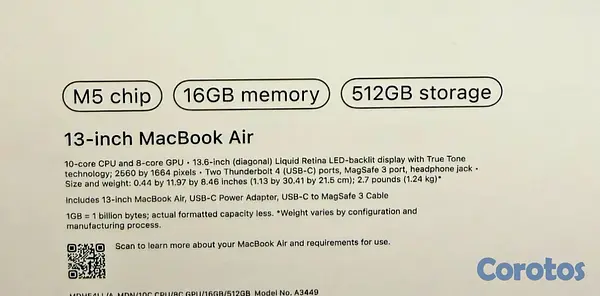 computadoras y laptops - MACBOOK AIR M5 13" 512GB 16GB RAM SELLADAS 🔥 2