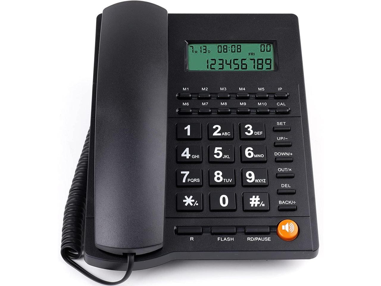 celulares y tabletas - Teléfono fijo de escritorio con cable y botón grande para Family Office y Hotel 3